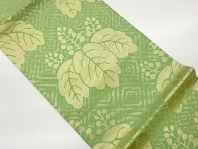 川島織物製　桐に子持ち菱模様織出し開き名古屋帯（額縁仕立て）